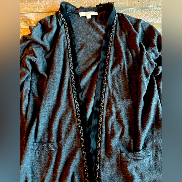 Loft charcoal gray long open sweater size small. - Picture 1 of 7